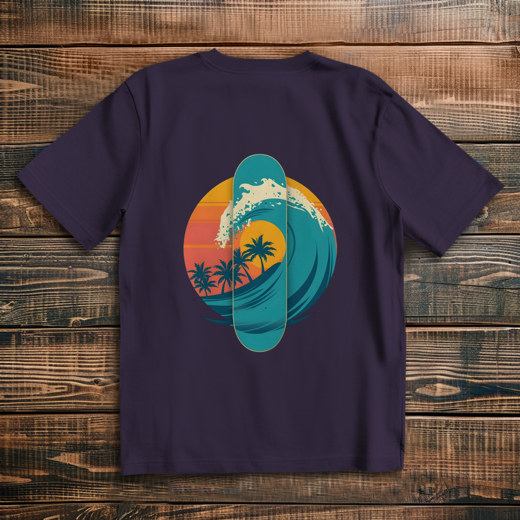 Oversized T-Shirt Skateboard Silhouette Beach