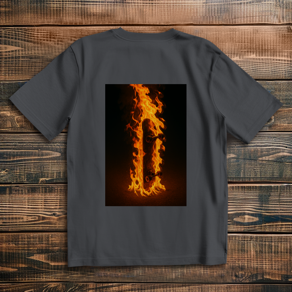 Oversized T-Shirt Skateboard On Fire