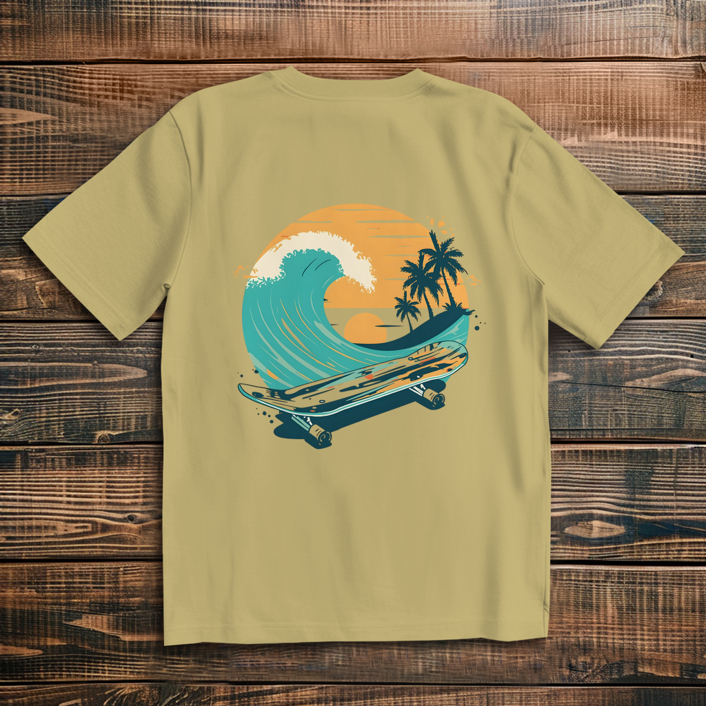 Oversized T-Shirt Skateboard Beach