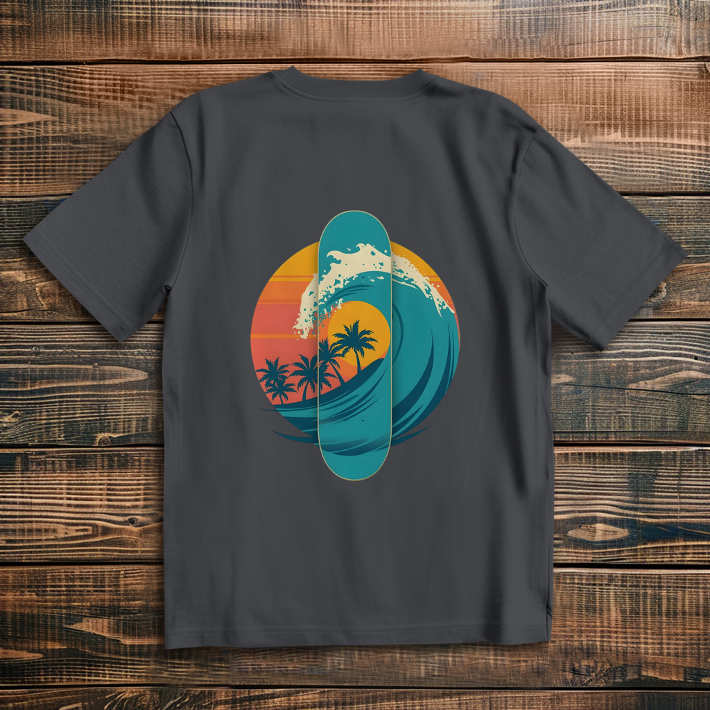 Oversized T-Shirt Skateboard Silhouette Beach