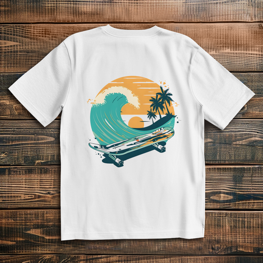 Oversize T-Shirt Skateboard Beach