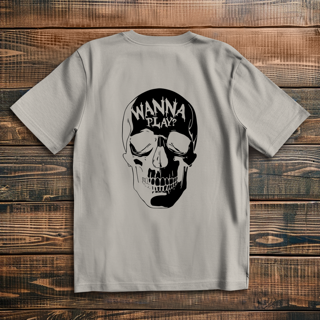 Oversized T-Shirt Skull Wanna Play black