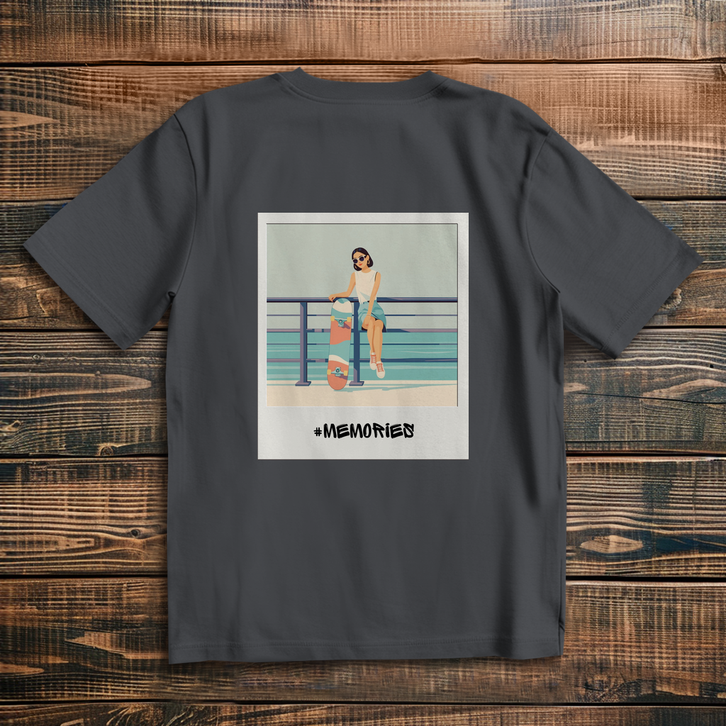 Oversize T-Shirt Skateboard Woman Beach Polaroid