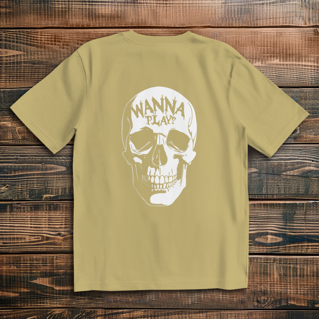 Oversized T-Shirt Skull Wanna Play white