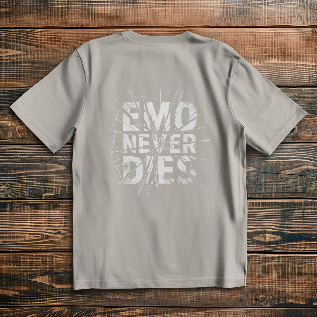 Oversize T-Shirt Emo Never Dies 7 white