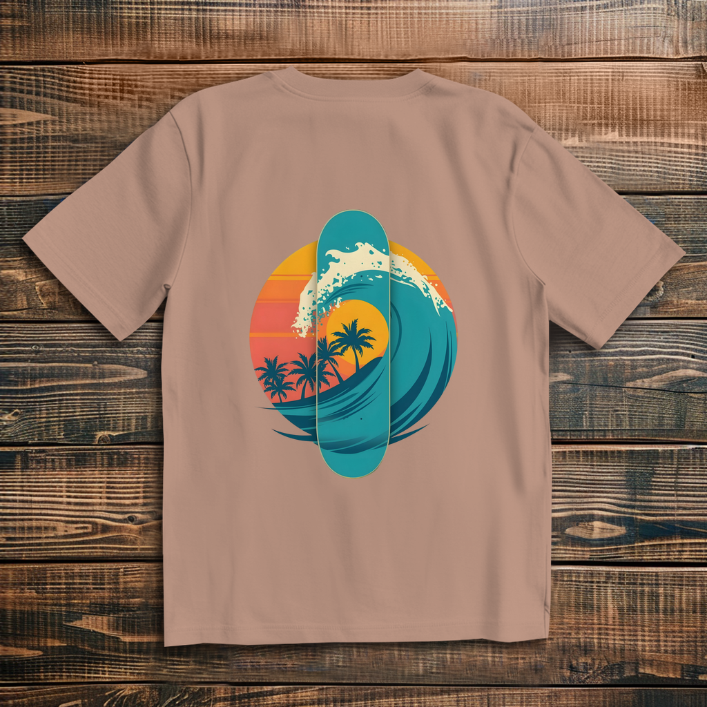 Oversized T-Shirt Skateboard Silhouette Beach