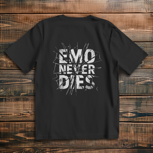 Oversize T-Shirt Emo Never Dies 7 white