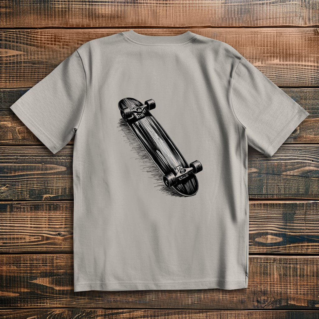 Oversize T-Shirt Skateboard Sketch 3D