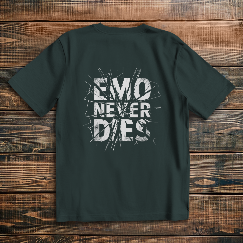 Oversize T-Shirt Emo Never Dies 7 white