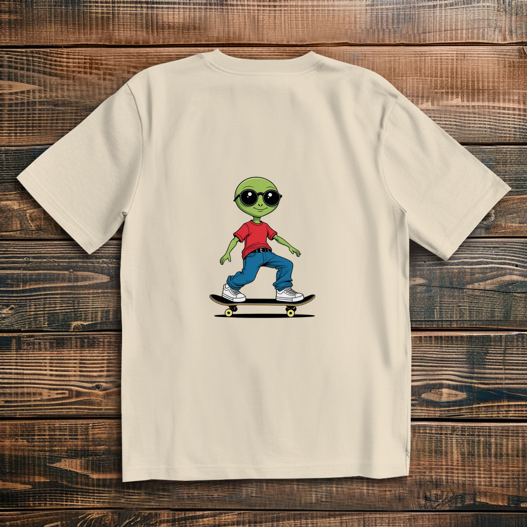 Oversized T-Shirt Skateboard Alien