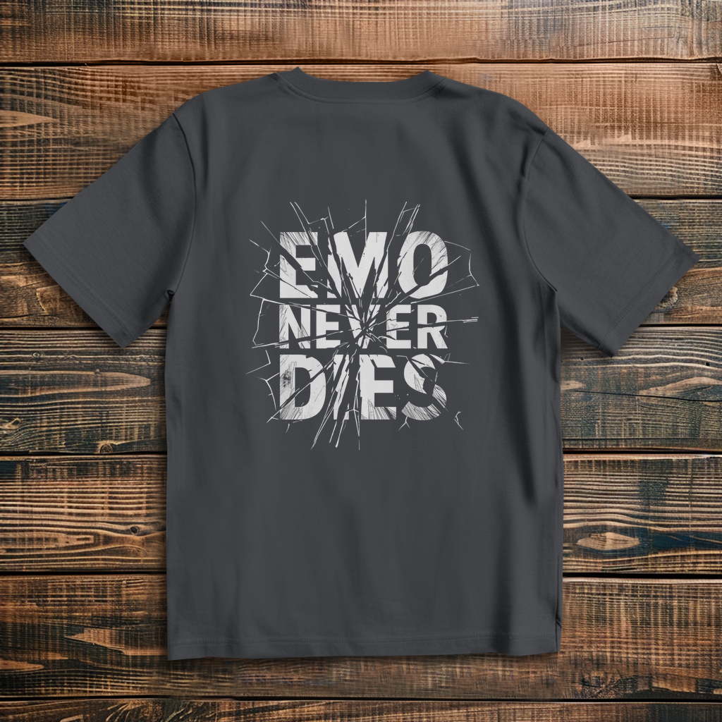 Oversize T-Shirt Emo Never Dies 7 white