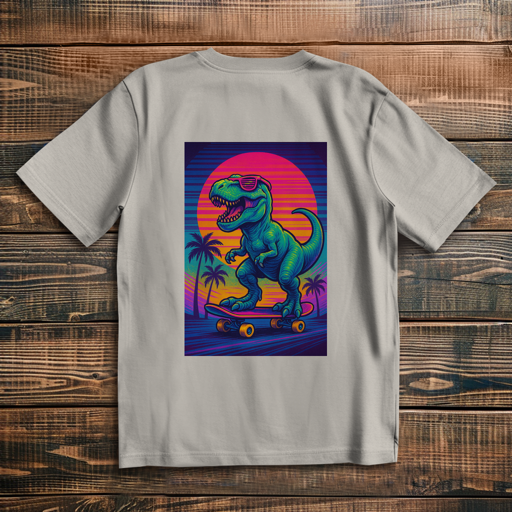Oversize T-Shirt Skateboard T-Rex 80s
