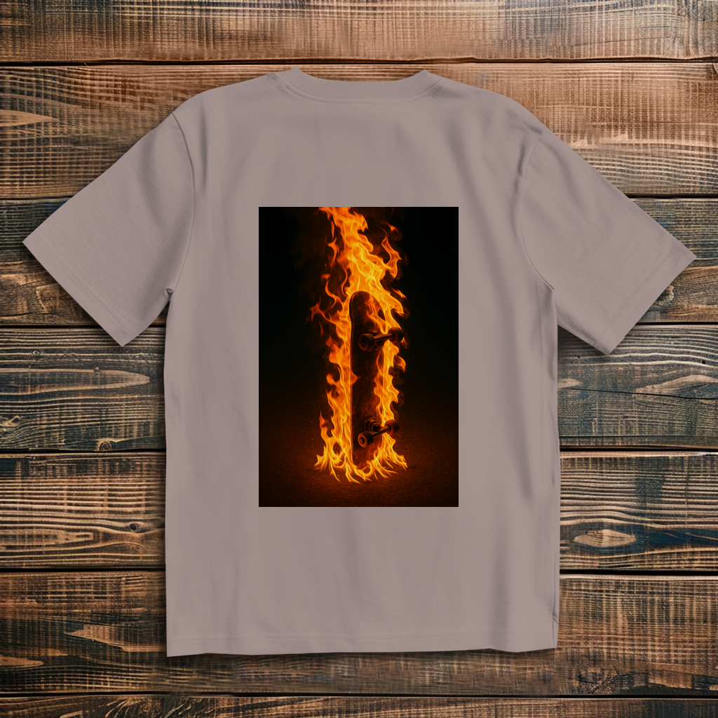 Oversized T-Shirt Skateboard On Fire