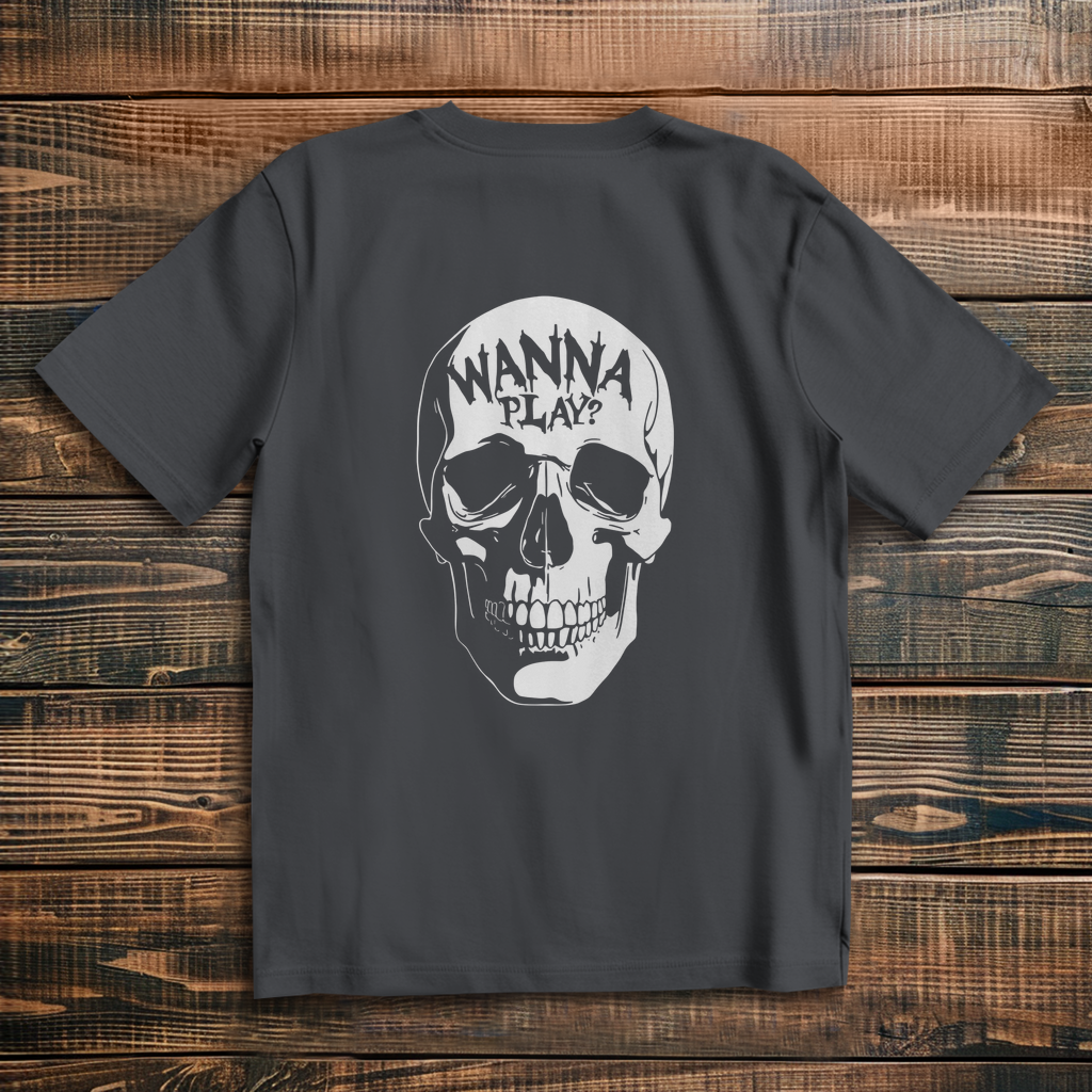 Oversized T-Shirt Skull Wanna Play white