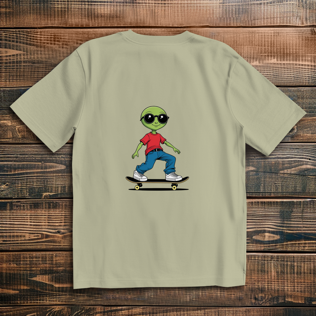 Oversized T-Shirt Skateboard Alien