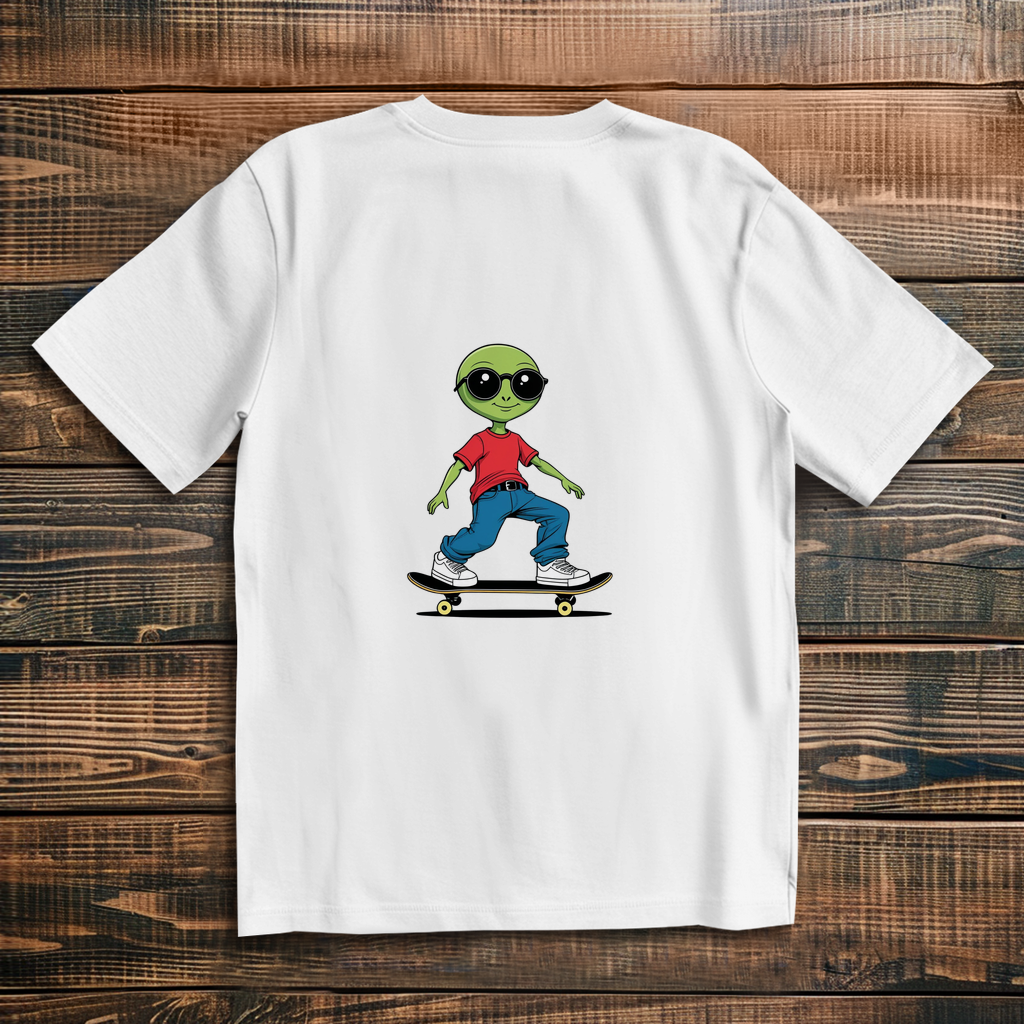 Oversized T-Shirt Skateboard Alien