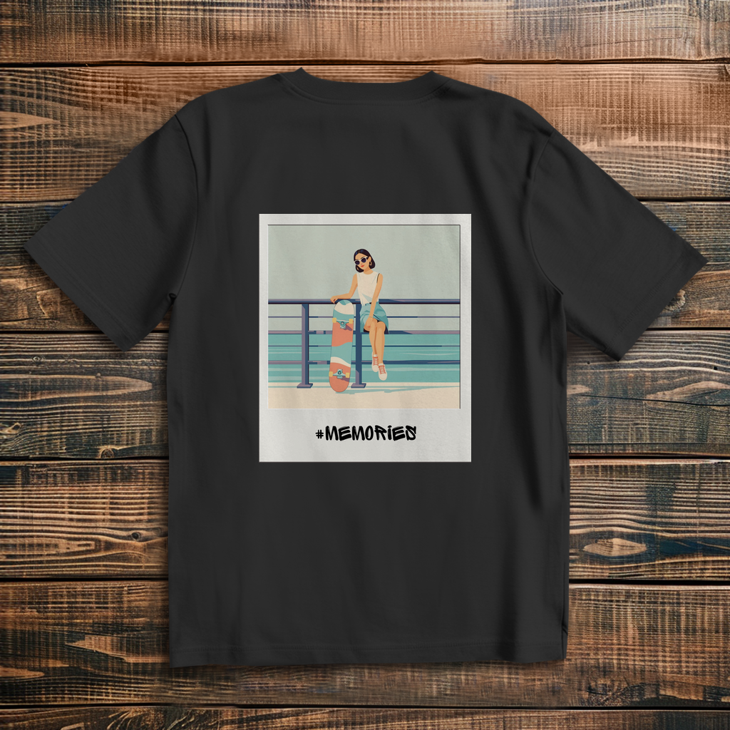 Oversize T-Shirt Skateboard Woman Beach Polaroid