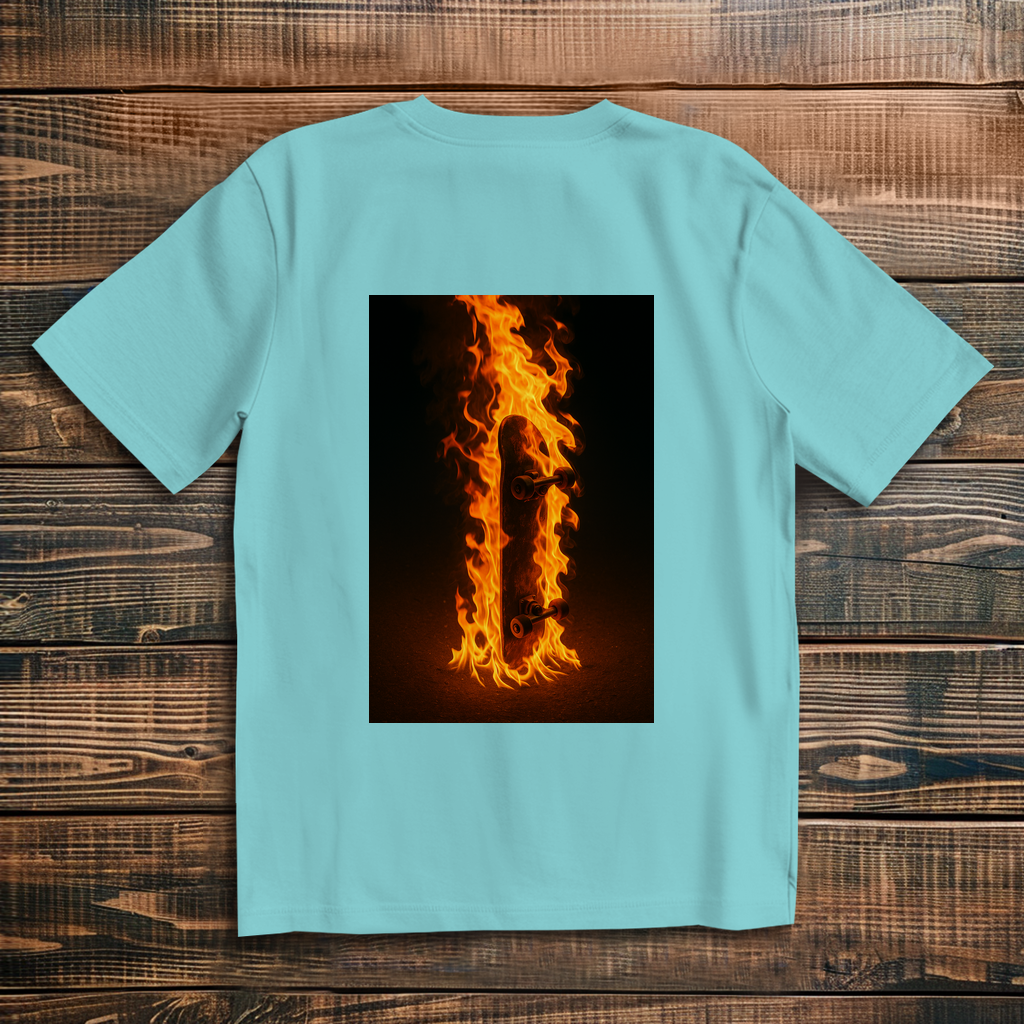 Oversized T-Shirt Skateboard On Fire