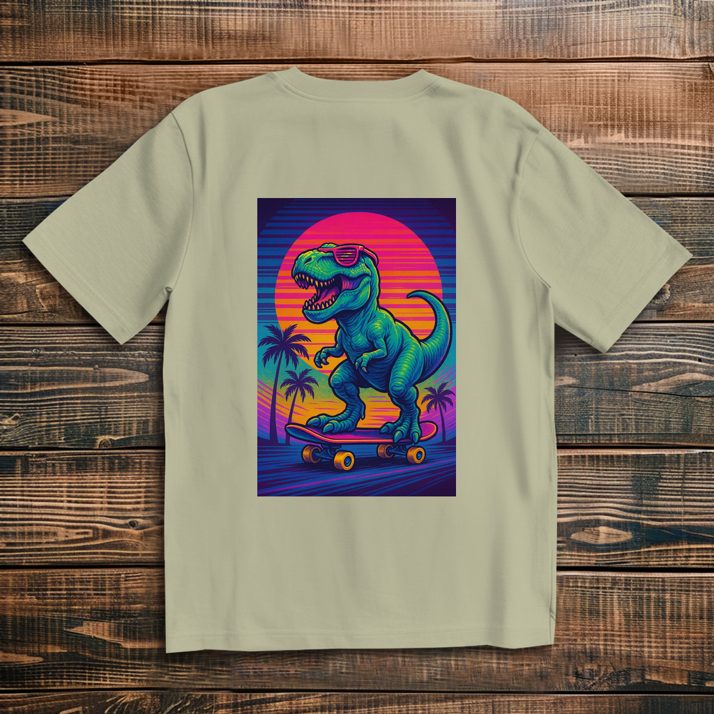 Oversize T-Shirt Skateboard T-Rex 80s