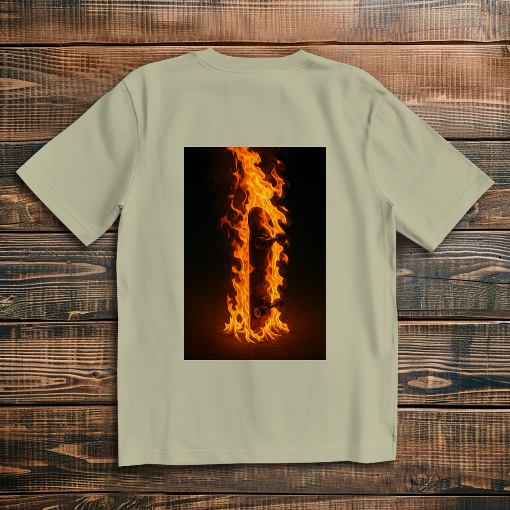 Oversized T-Shirt Skateboard On Fire