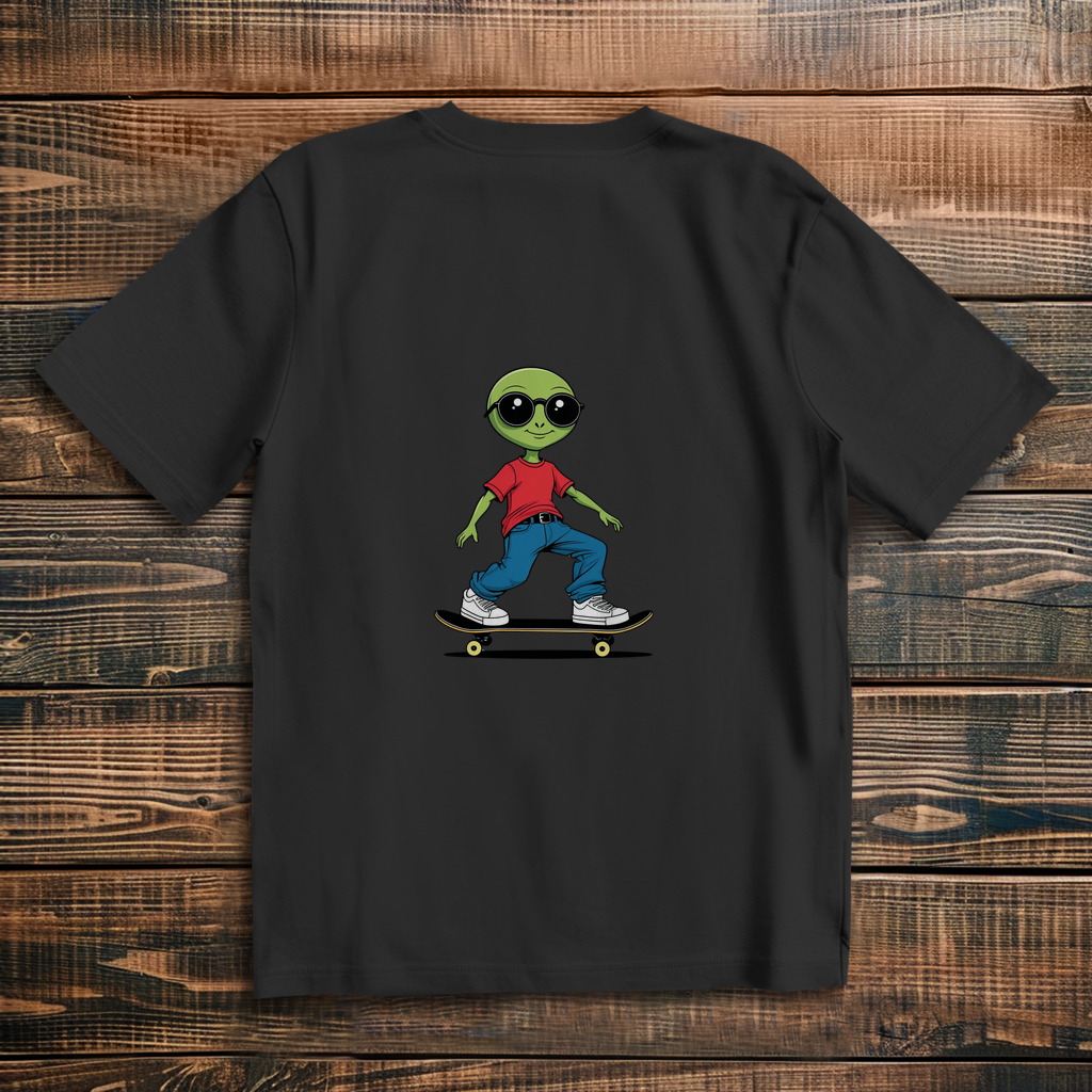Oversized T-Shirt Skateboard Alien