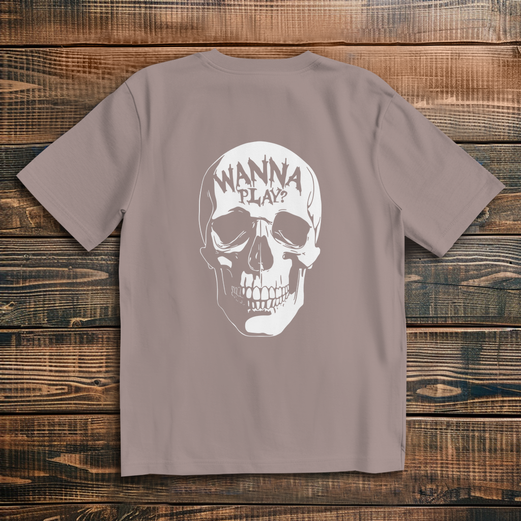 Oversized T-Shirt Skull Wanna Play white