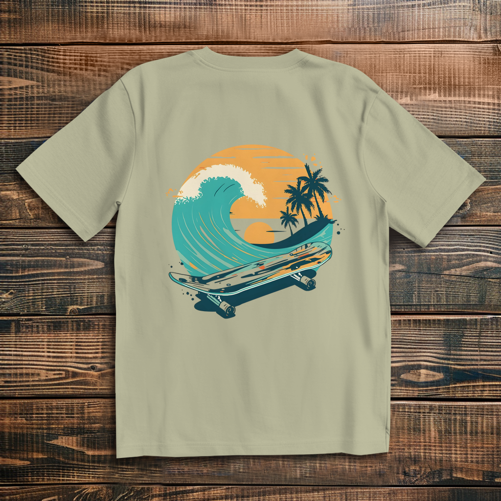 Oversized T-Shirt Skateboard Beach