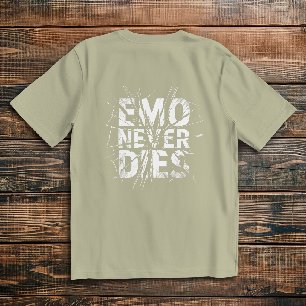 Oversize T-Shirt Emo Never Dies 7 white
