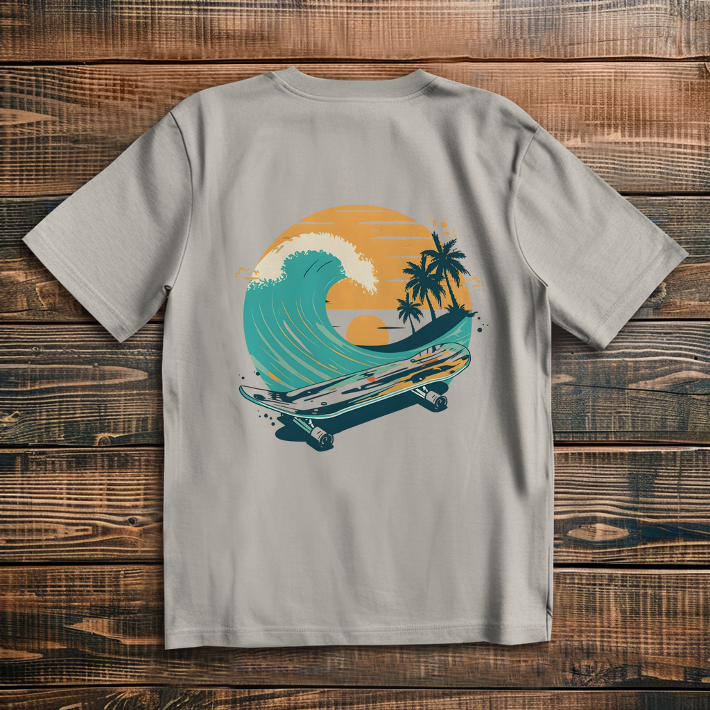 Oversized T-Shirt Skateboard Beach