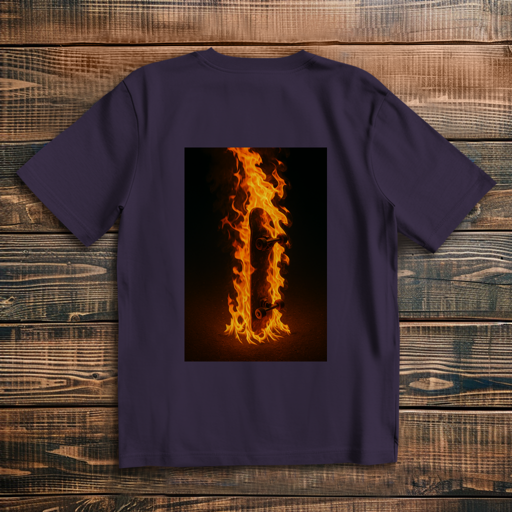 Oversized T-Shirt Skateboard On Fire
