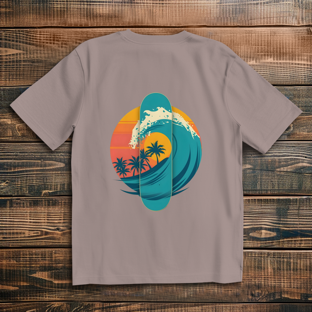 Oversized T-Shirt Skateboard Silhouette Beach