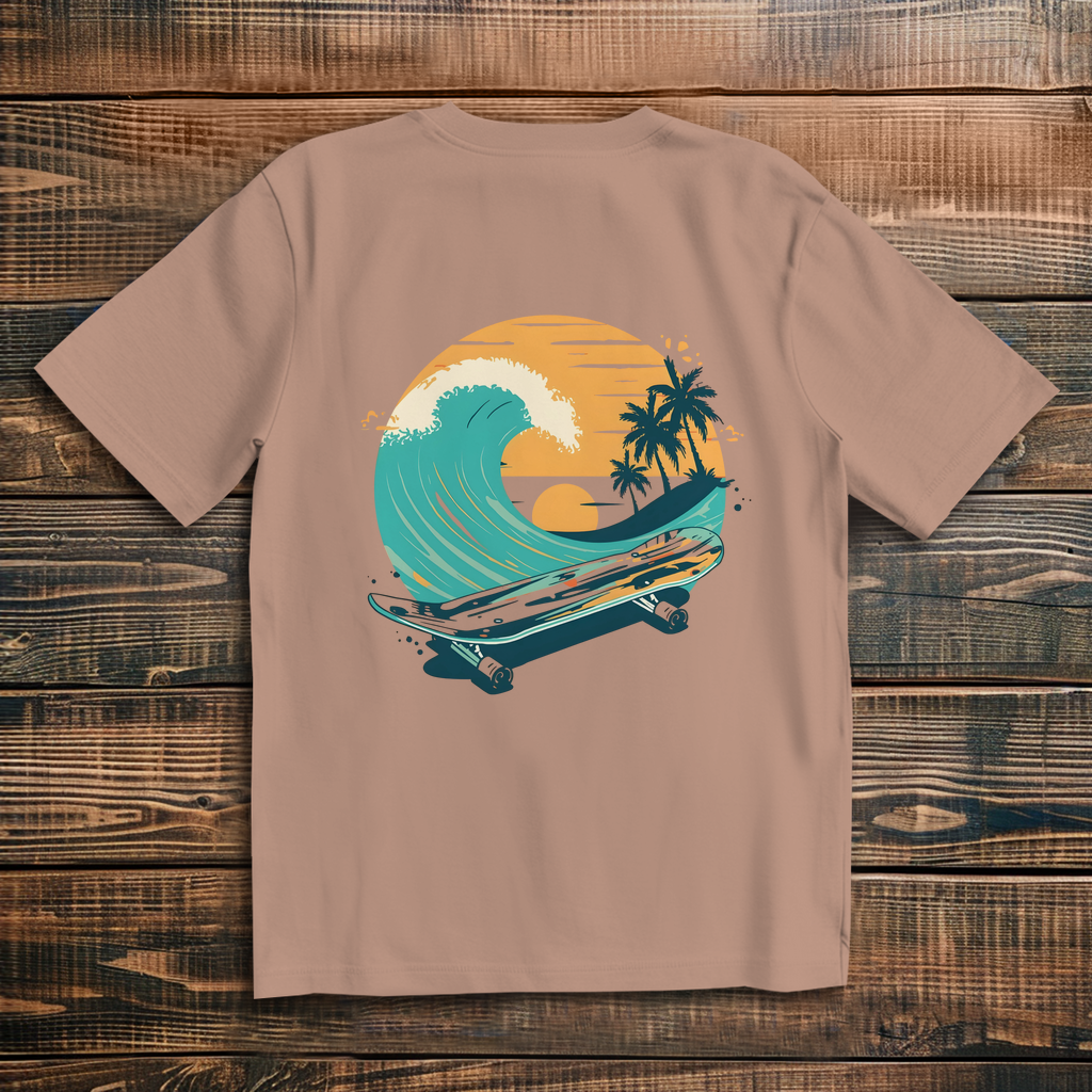 Oversized T-Shirt Skateboard Beach