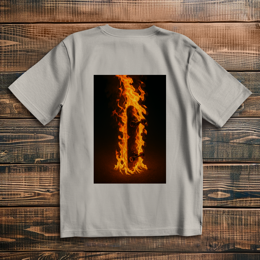 Oversized T-Shirt Skateboard On Fire