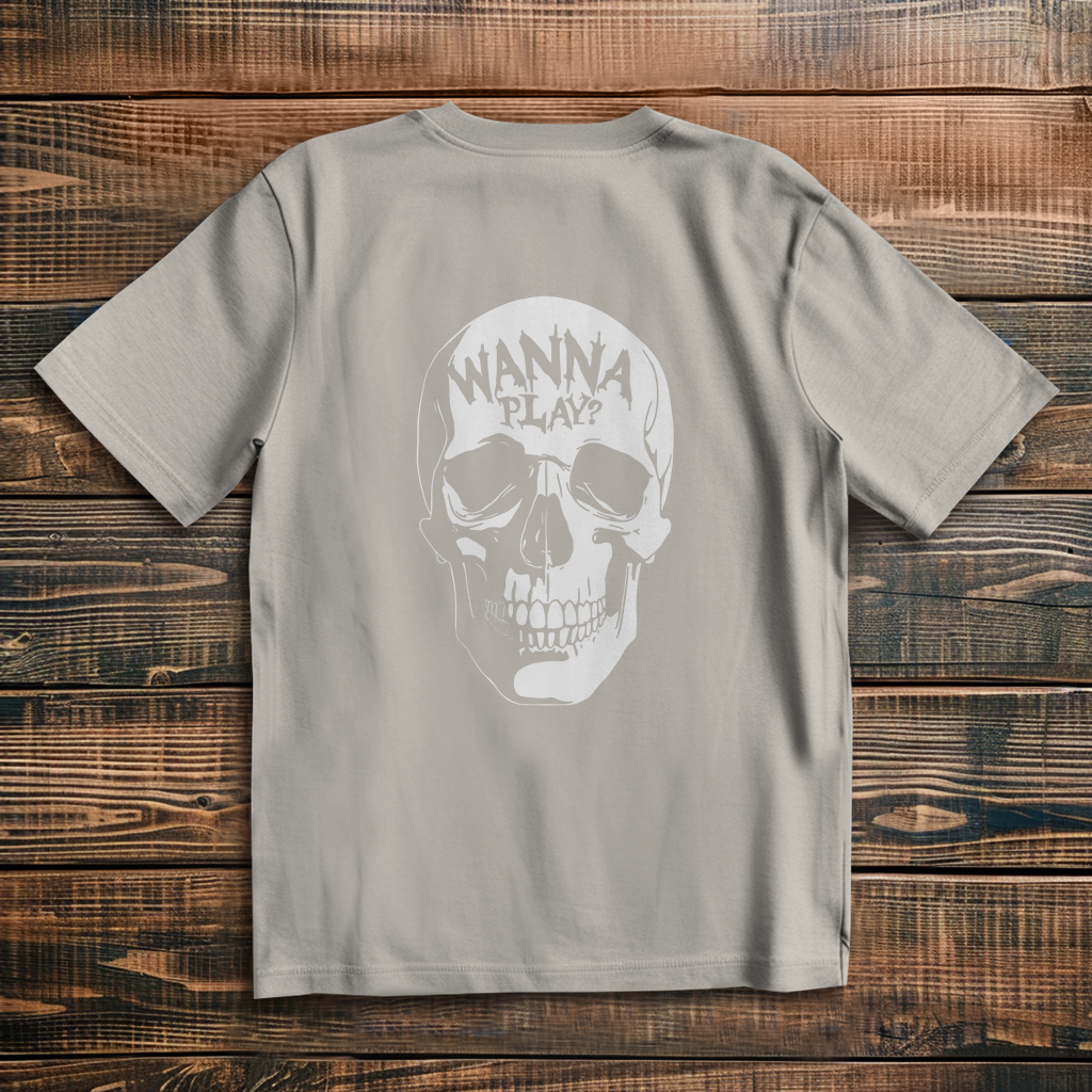 Oversized T-Shirt Skull Wanna Play white