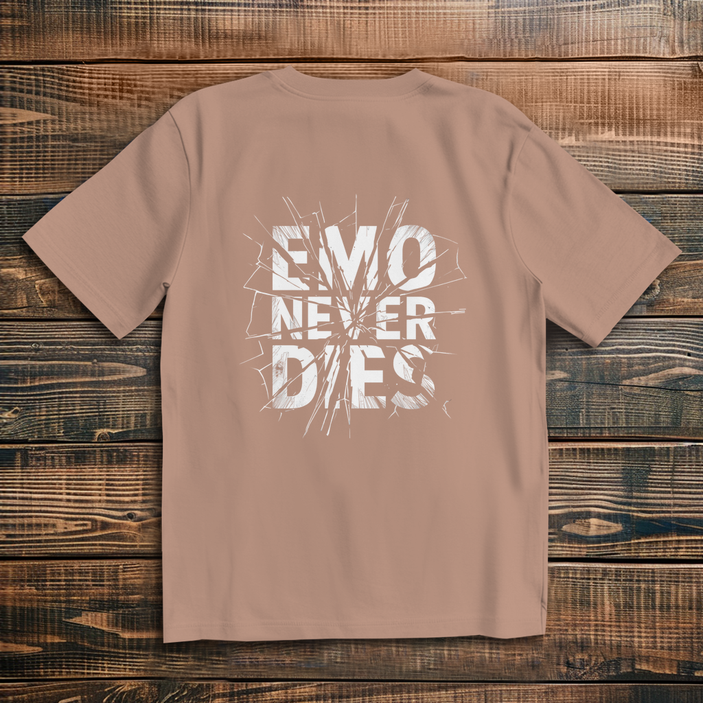 Oversize T-Shirt Emo Never Dies 7 white