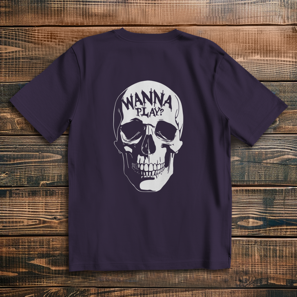Oversized T-Shirt Skull Wanna Play white