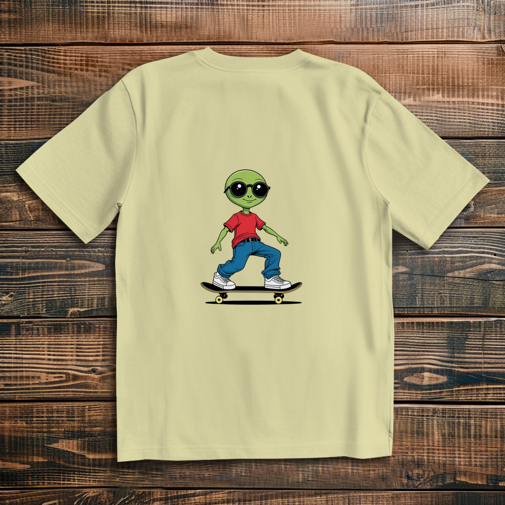 Oversized T-Shirt Skateboard Alien