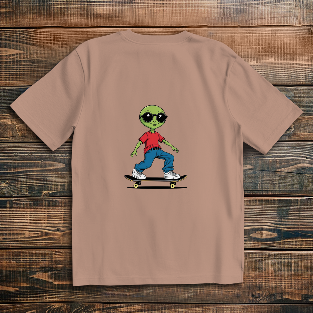 Oversized T-Shirt Skateboard Alien