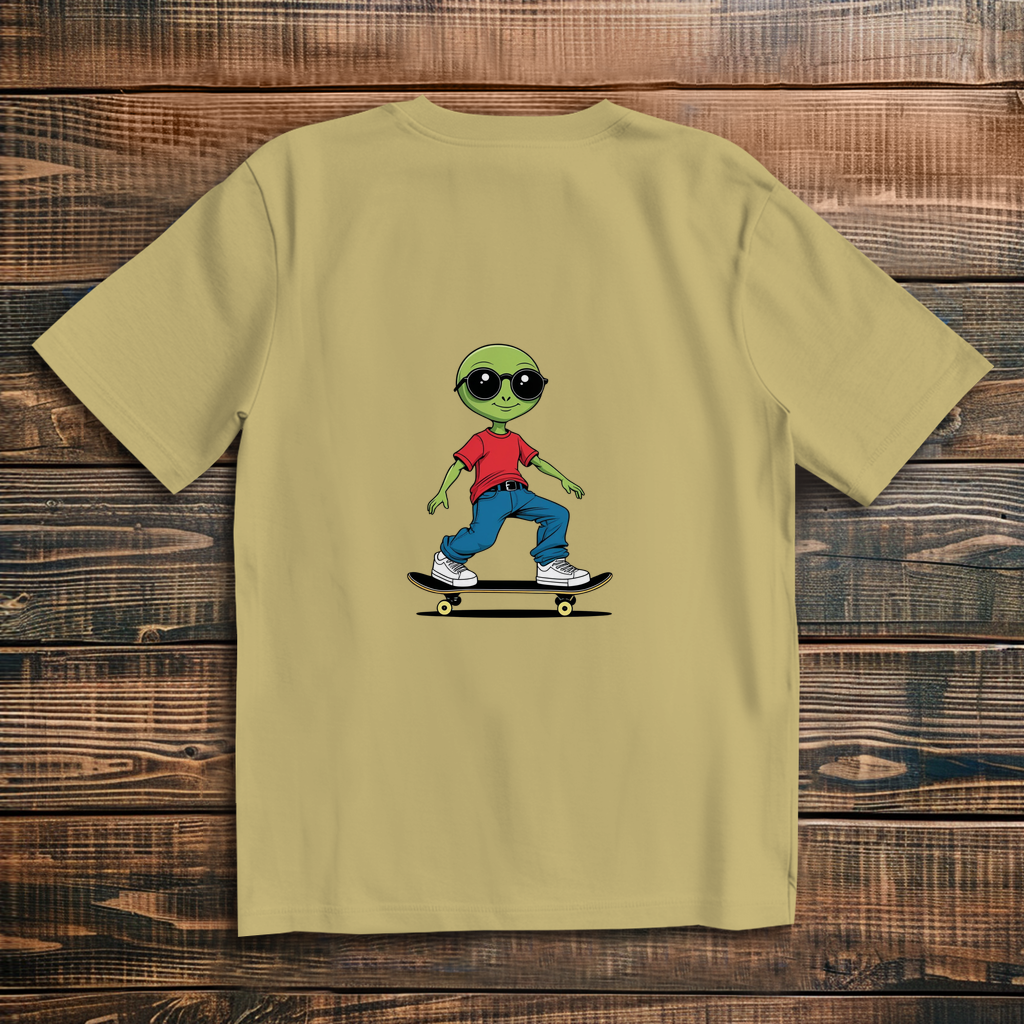 Oversized T-Shirt Skateboard Alien