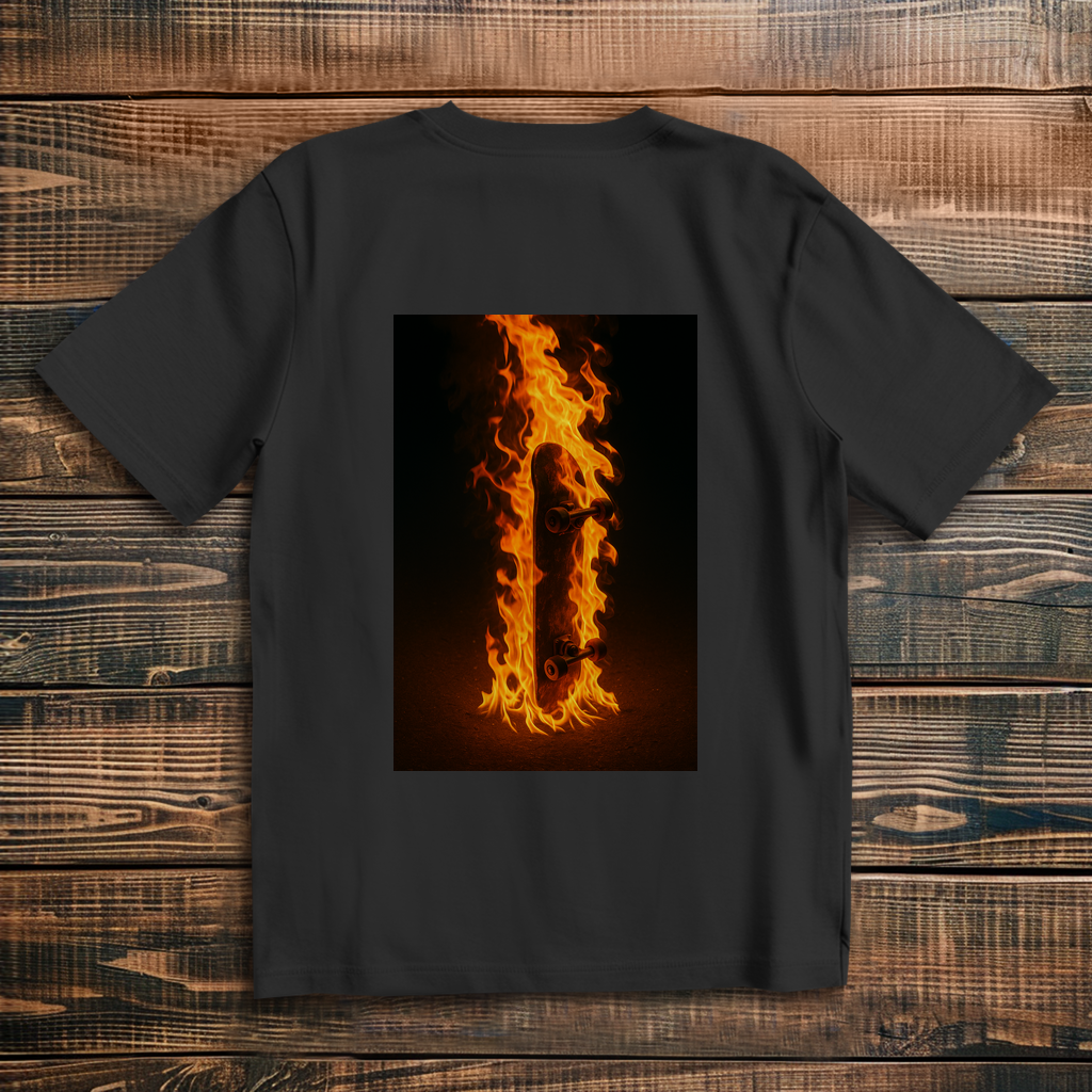 Oversized T-Shirt Skateboard On Fire