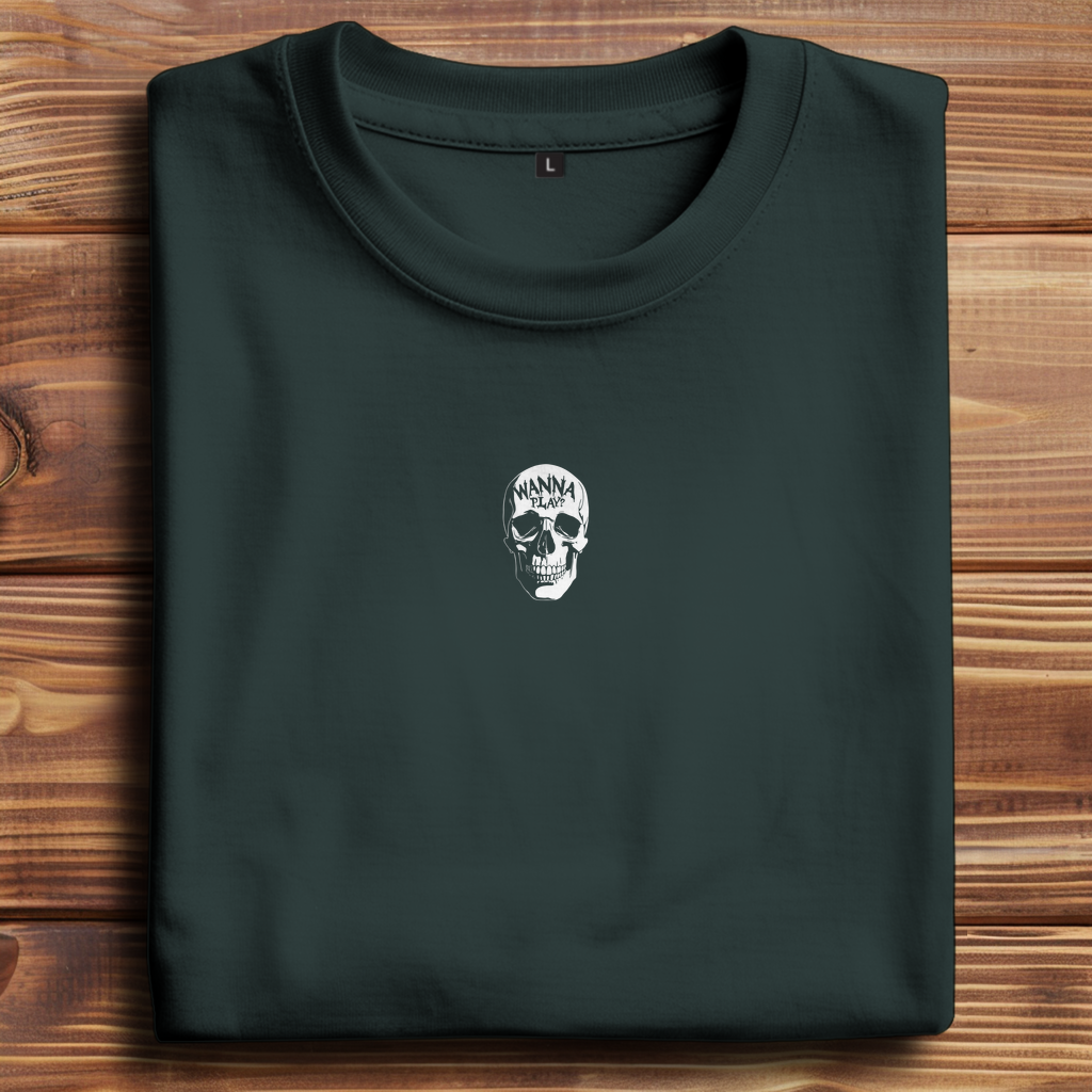 Oversized T-Shirt Skull Wanna Play white