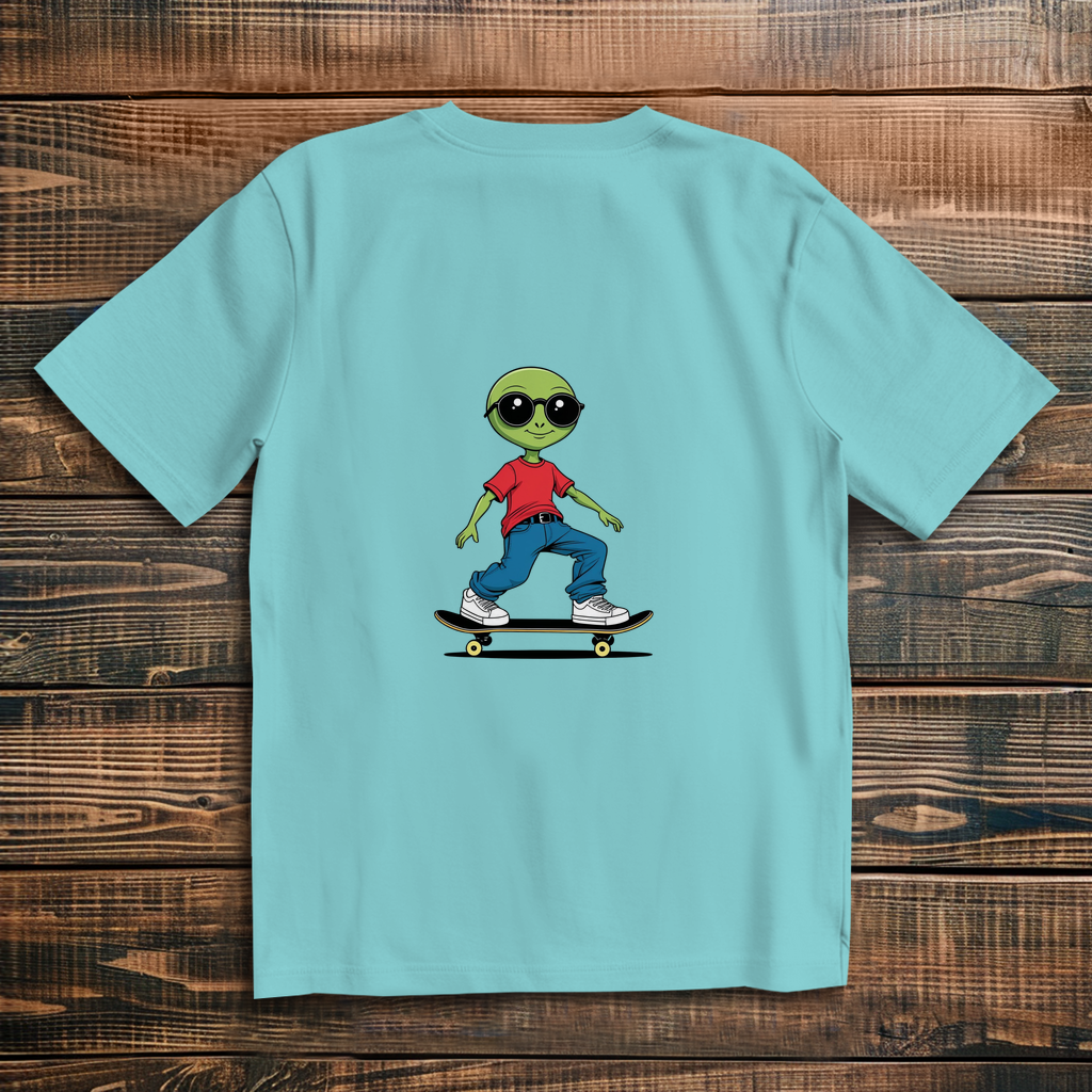 Oversized T-Shirt Skateboard Alien