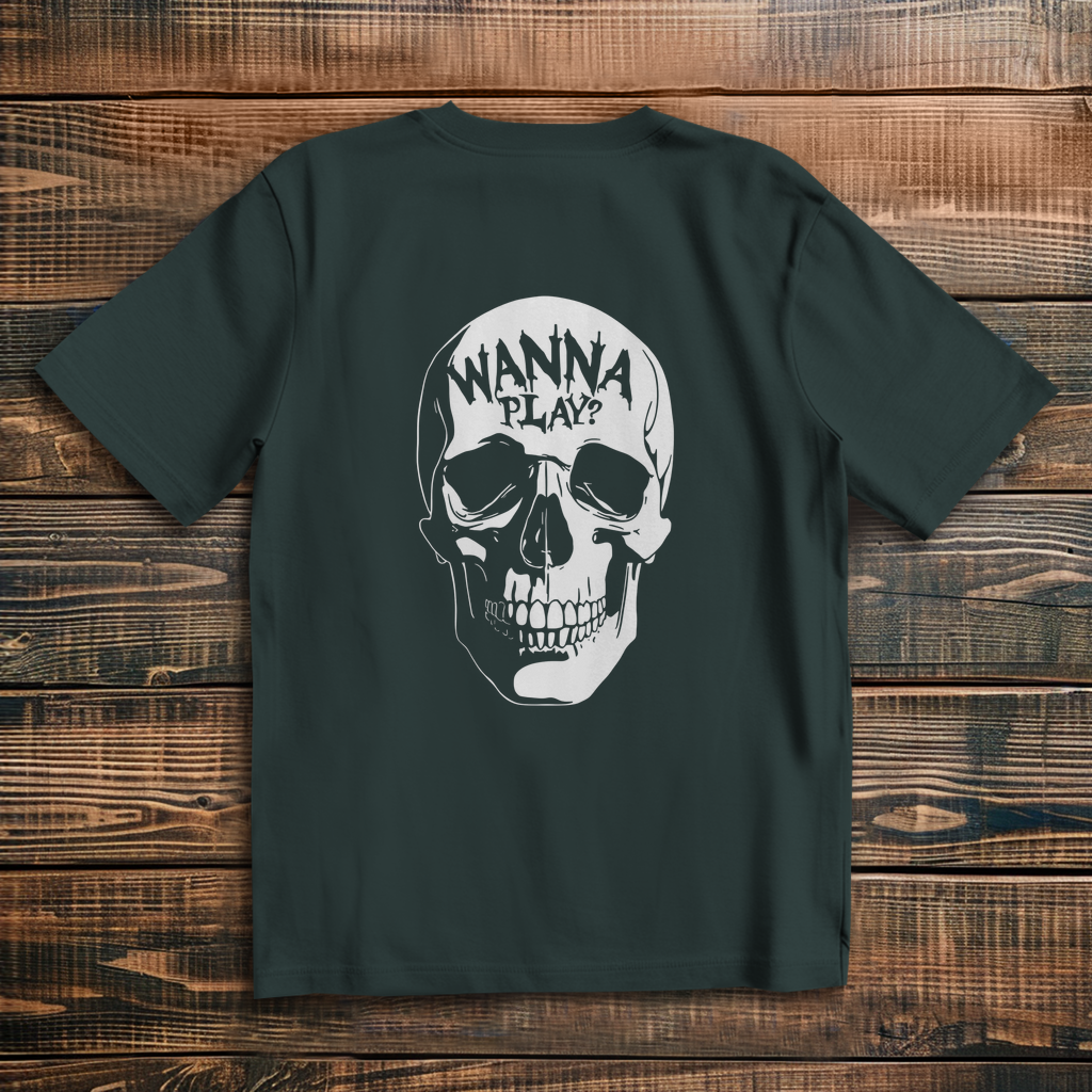 Oversized T-Shirt Skull Wanna Play white
