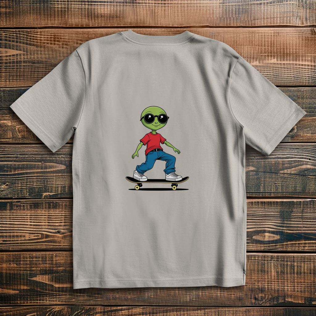 Oversized T-Shirt Skateboard Alien