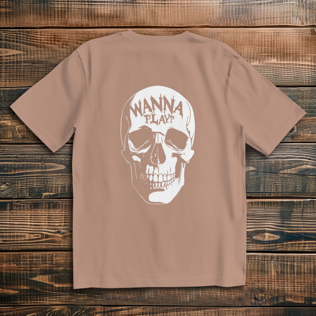Oversized T-Shirt Skull Wanna Play white