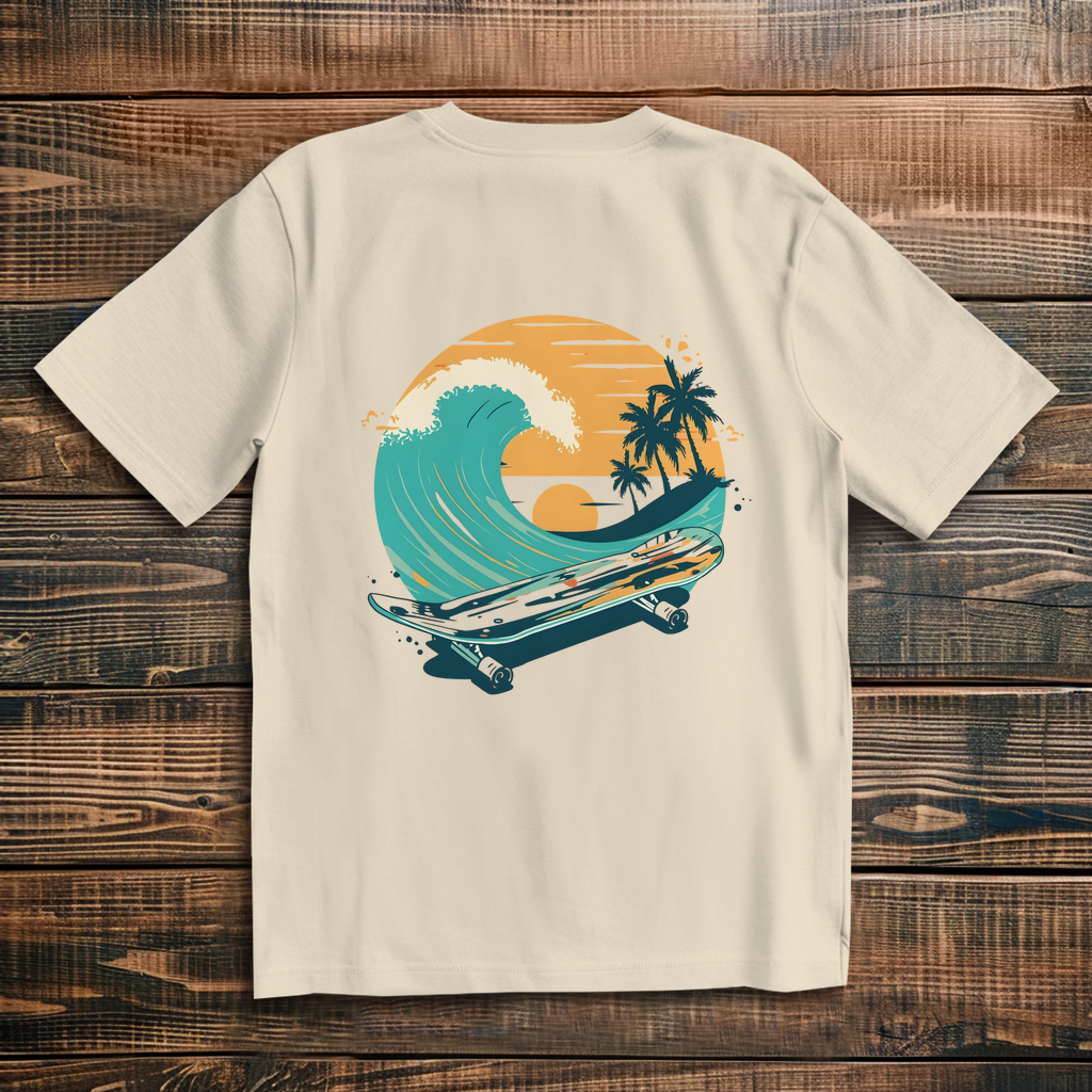 Oversized T-Shirt Skateboard Beach