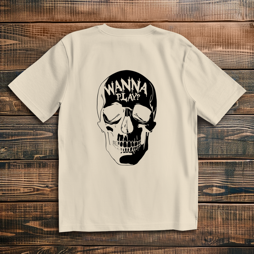 Oversized T-Shirt Skull Wanna Play black