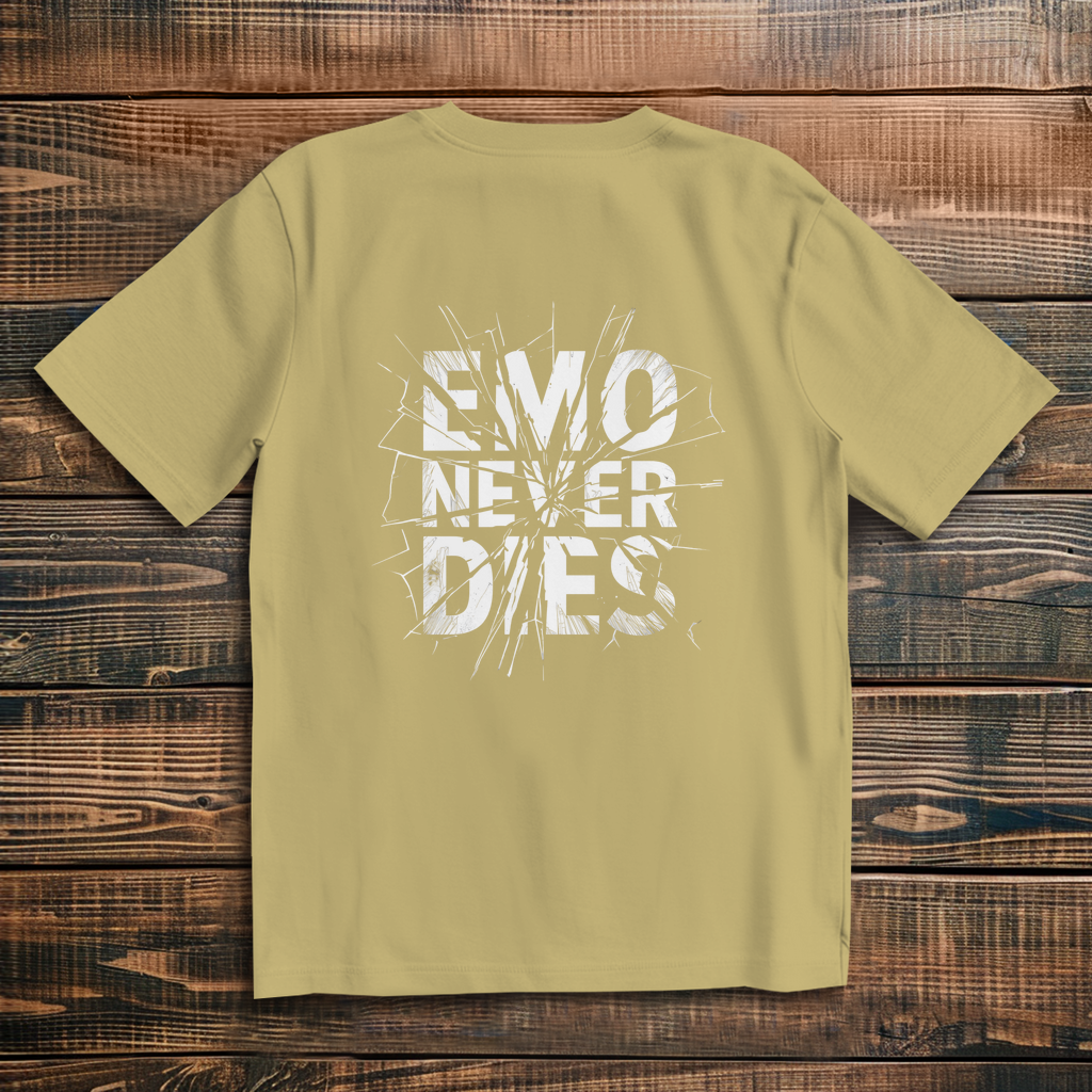 Oversize T-Shirt Emo Never Dies 7 white