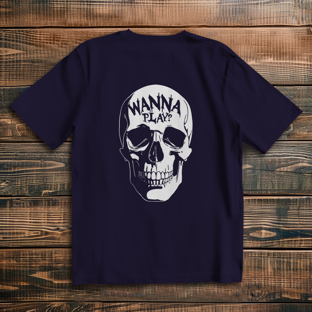 Oversized T-Shirt Skull Wanna Play white