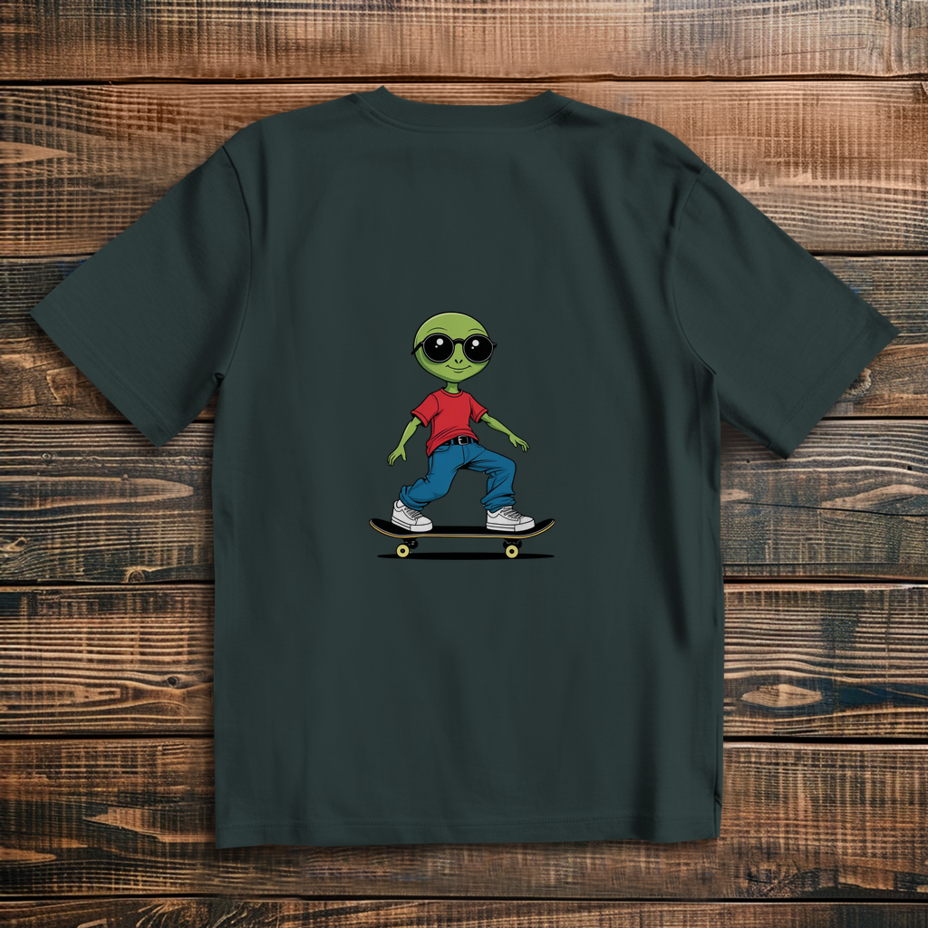 Oversized T-Shirt Skateboard Alien
